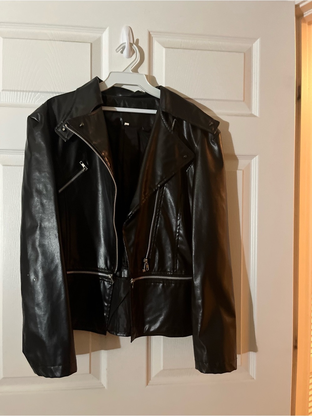 Black Faux Leather Moto Jacket - Unbranded